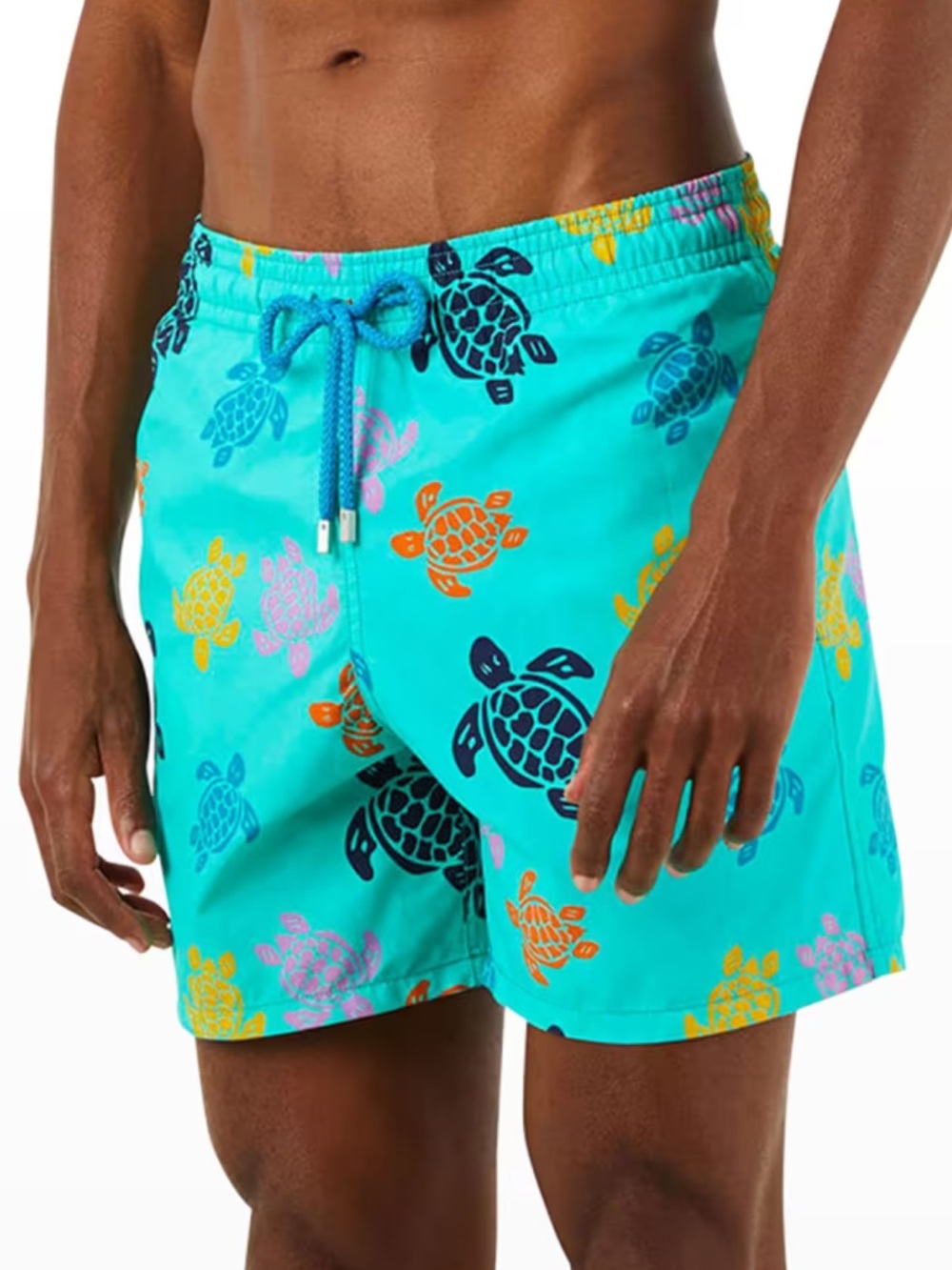 Vilebrequin Designer Turquoise Turtle Print Men's Swim Shorts 4XL Resortwear